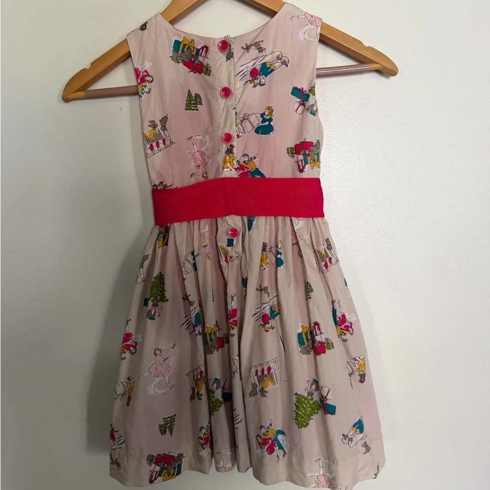 Vintage Joules Christmas Themed Girls Dress Sleeveless Size 4-5